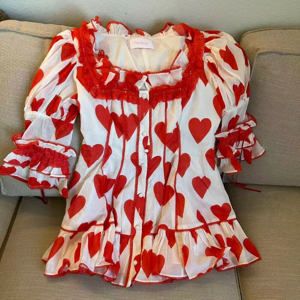 Selkie The Queen Of Hearts Libertine Blouse Small - Picture 4 of 8